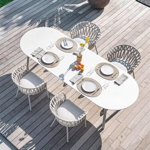 Nordic Beach Chair Fabric Outdoor Table and Chair Courtyard Ins Outdoor Furniture Waterproof Sunscreen Aluminum Rattan Armchair
