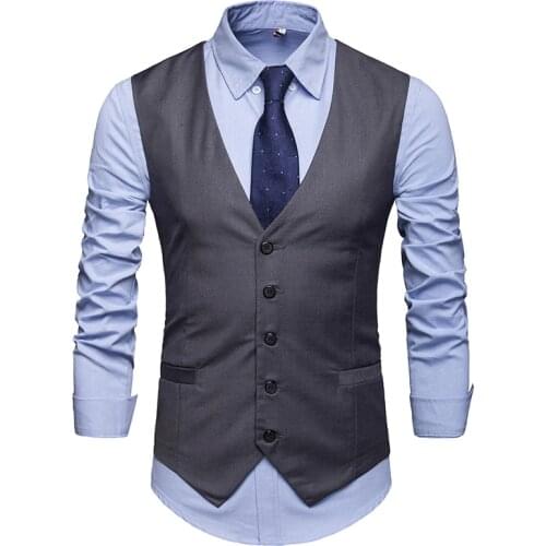 2021 New Mens Fashion Boutique Cotton Fashion Solid Color Casual Suit Vest Mens Black Gray Formal Businss Vest Wedding Dress