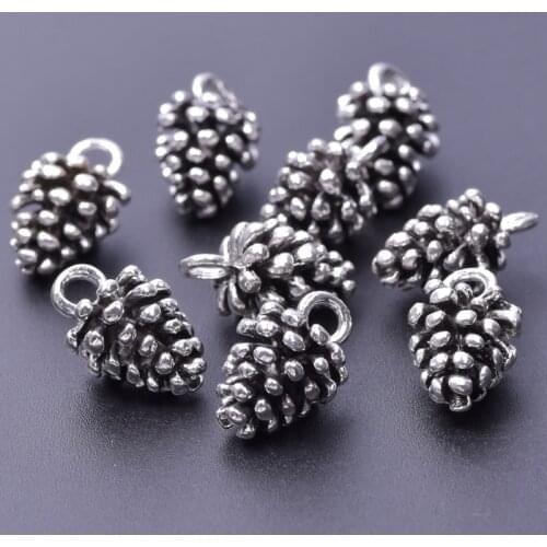 20pcs/Lot Pine Cones Charm Pendant Alloy Accessories Women Girl Charms For Jewelry Making Earrings Necklace DIY Materials Gifts