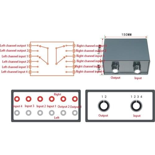 Passive Audio Signal Switcher Switch Selector Box Sound 4 Input 2 Output/ 2 Input 4 Output HiFi Audio Signal Splitter