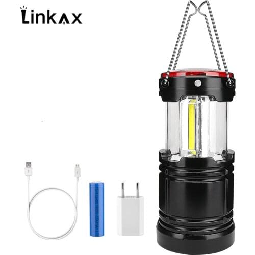 Rechargeable Multifunction Telescopic Folding Camping Light Portable Lantern Emergency Light COB Red LED USB Lamp Outdoor