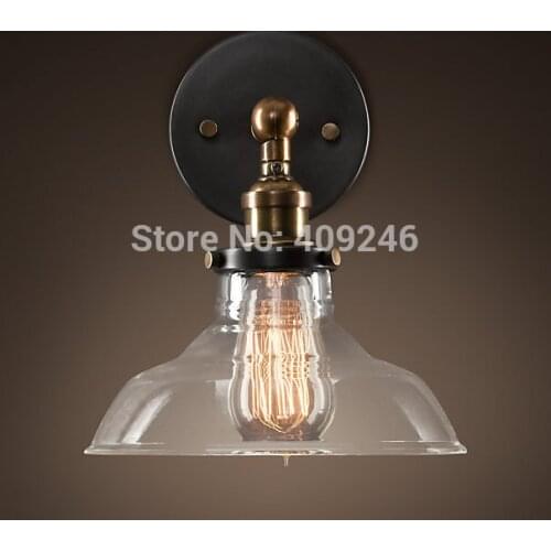 Industrial Edison Old Fashion Vintage Glass Wall Sconce Metal Base Cap For Cafe Bar Coffee Shop Club Bedroom Bedside