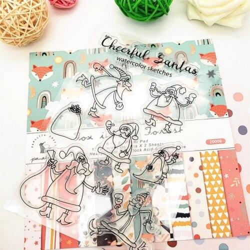 11x16cm Santa Claus Clear Stamps Transparent Seal Silicone Seal TPR Christmas Wedding Roller Stamps DIY Scrapbook Album Card