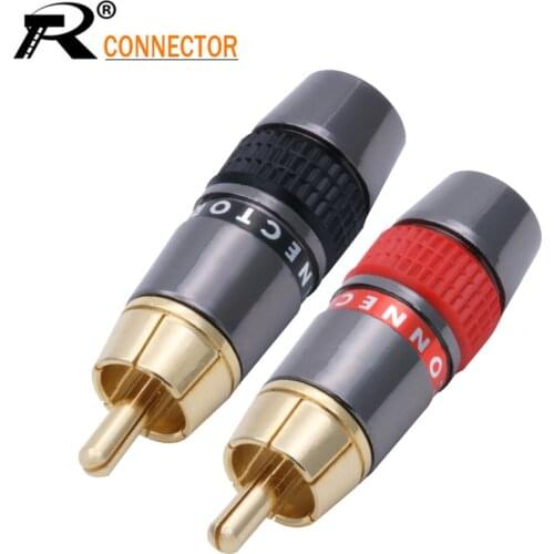 R Connector 1pair/2pcs Wire connector RCA male plug adapter Video/Audio Connector Support 8mm Cable black&red