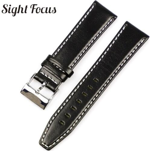 22mm Leather Watchband for Tag_Heuer Breitling Watch Strap Men Wrist Band Belt Replacement Black Bracelet Wing Buckle Watch Male