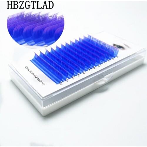 HBZGTLAD C/D curl 0.07/0.1mm 8-15mm false lashes blue+purple color eyelash individual colored lashes Faux eyelash extensions