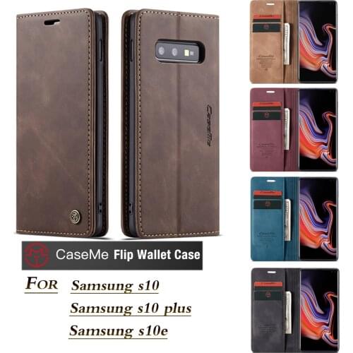 For Samsung Galaxy S10e S10 plus Luxury Flip Leather case for S9 S8 S7 edge Retro Business Pu Magnetic Card Slot Wallet Coque