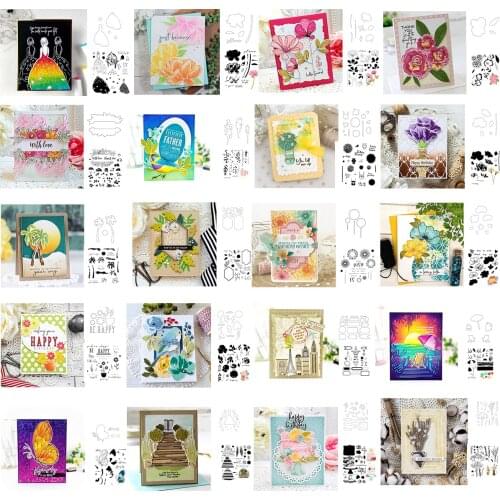 Variety of FLOWERS Metal Cutting Dies&Coordinating Stamps For Scrapbooking Craft Die Cut Card Making Card