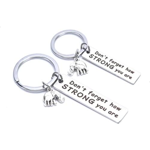 Elephant Keychain Man Letter Key Chain Women Dont Forget How Strong You Are Key Holder Couples Keyring Fashion Trend Porte Clef