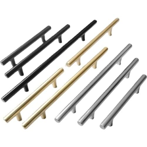 Modern Brushed Black Gold Straight Cupboard Handles Knobs Stainless Steel Brushed Black Gold Kitchen Door Handles for Furniture