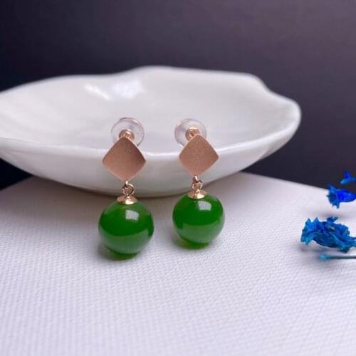 SHILOVEM 18k yellow gold Natural Jasper drop earring classic fine Jewelry women wedding women gift 10*10mm myme10106689by