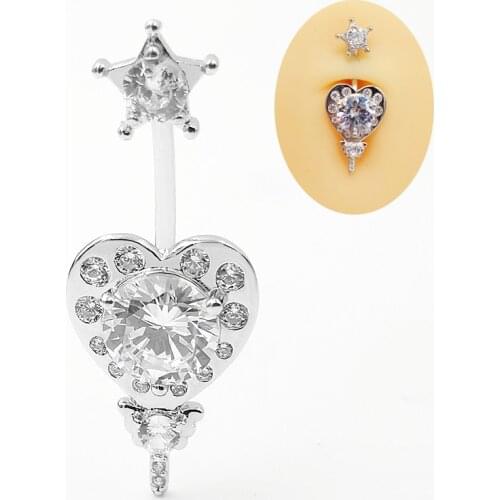 925 Sterling Silver Belly Button Ring star CZ Navel Piercing Ring Body Jewelry For women