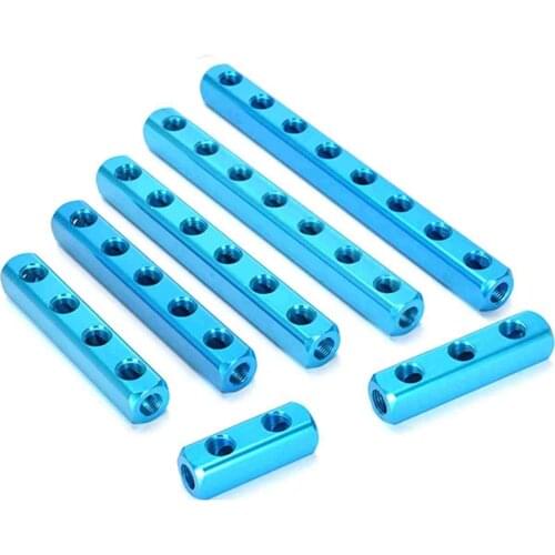 1/4" BSPP 2/3/4/5/6/7/8/9/10 Ways Aluminum WidthxHeight 20x20mm Quick Coupler Manifold Block Splitter Connection