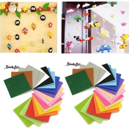 20 Colorful Non Woven Felt Fabric Polyester Cloth Felts DIY Bundle For Sewing Dolls Handmade Crafts Fabric Sewing Tools 10X10CM