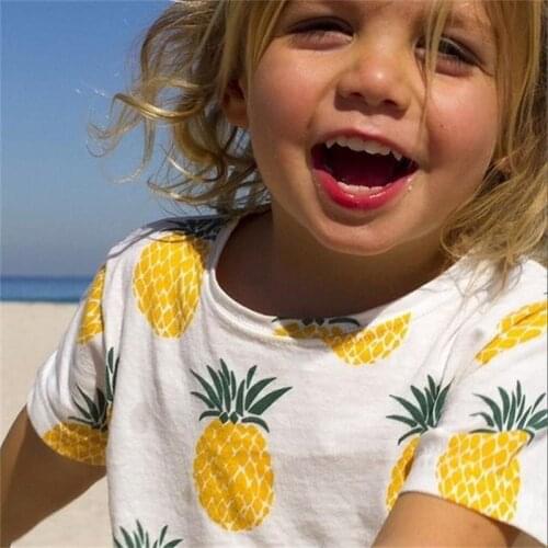 2021 Summer Children Clothes Baby Full Of India Pineapple T Short Sleeve T-Shirt Cotton Infants T-Shirt For Girls Baby Boys Tops