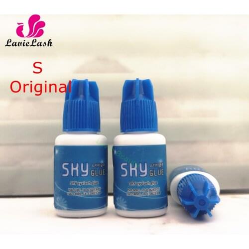 3 bottles original Korea Sky Glue S fast Drying 2-3s for Eyelash Extensions MSDS Adhesive 5ml Blue Cap Last 6 Weeks