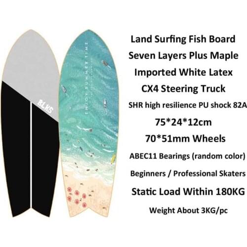 30inch Land Surfing 007 Skateboard Street Cruise CX4 Truck Fish Board Skater Beginner Ski Practice Simulation Surfing Training