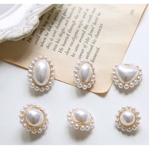 4pcs Retro Baroque Earrings Female Pearl Wedding Pendant Jewelry Copper Wire Winding Ellipse Love Circle Earrings Diy Material