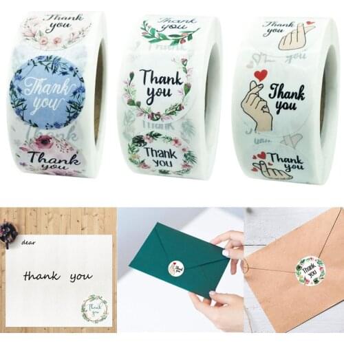 500pcs Round Flower Thank You Stickers Seal Labels for Wedding Christmas Card Seal Love Stickers
