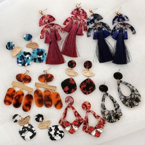 AENSOA Acrylic Tassel Drop Earrings For Women Fashion Boho Dangle Earring Unique Vintage Pendant Trendy Party Jewelry Gifts