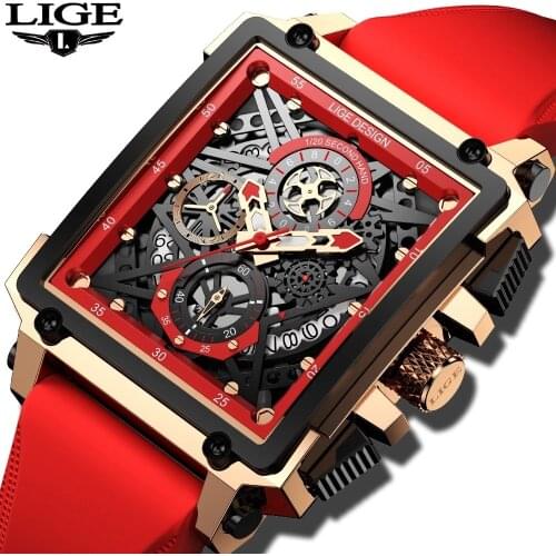 2021 New Men Watches LIGE Top Brand Luxury Waterproof Quartz Square Watch For Men Date Sport Hollow Clock Male Relogio Masculino