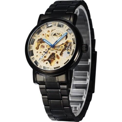 SEWOR Luxury Brand Men Watches Fashion Steampunk Black Skeleton Automatic Mechanical Watch Classic Man Watch relogio masculino