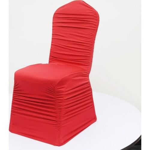 Wedding chair covers spandex lycra universal white pleated chair cover for wedding party banquet event decoration china supplier