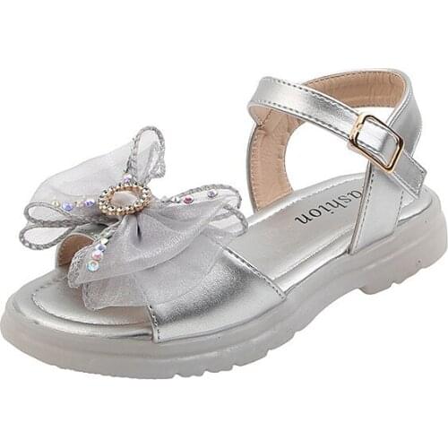 CNFSNJ Summer Baby Girls Pu Leather Gladiator Sandal Children Pink bow tie shoe Baby Princess Flats Toddler sneakers