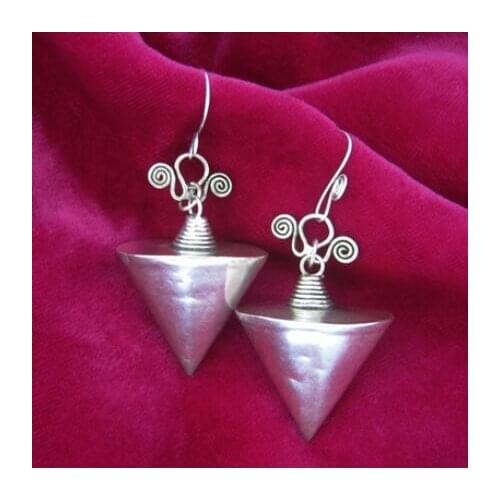 Long Earrings Guizhou national wind retro earrings individual cone hollow large earrings