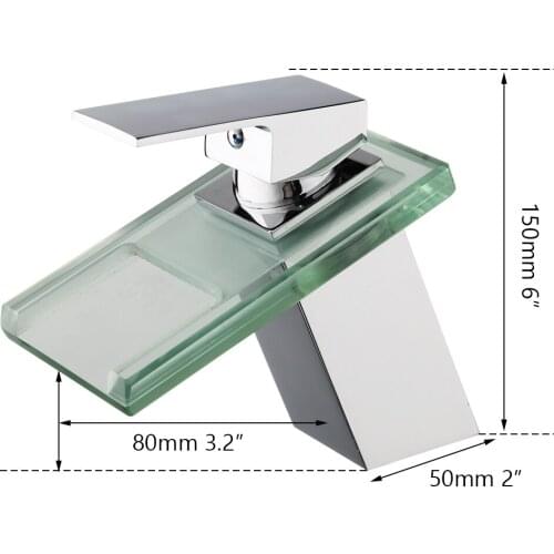 JIENI Glass Spout Waterfall Bathroom Basin Mixer Faucet Sink Taps Deck Mounted