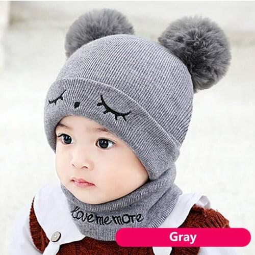 2pcs Kids Hat And Scarf Set Newborn Infant Baby Hat Knitted Warm Autum Winter Hat For Baby Boys Girls Kids Beanie Bonnet