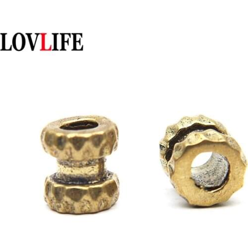 Brass Paracord Bead DIY EDC Outdoor Knife Handle Decoration Woven Lanyard Accessories Retro Keyring Pendant Jewelry Hanging Gift