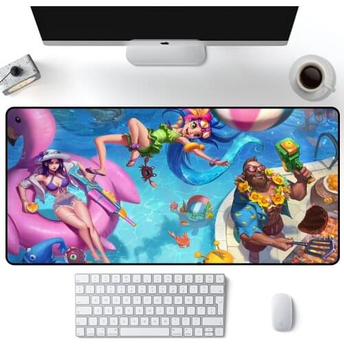 Lol Pool Party Skins League of Legends XXL Mouse Pad Gamer Desk Mats Keyboard Pad Large MousePad 900x400mm Gaming Accessories