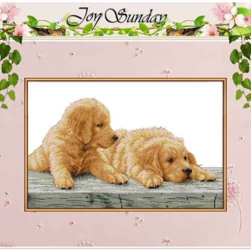 Two brothers dog counted Cross Stitch 11CT 14CT Cross Stitch Set Wholesale DIY nimals Cross-stitch Kit Embroidery Needlework