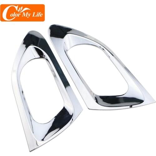 Color My Life ABS Chrome 2Pcs/Set Front Door Handle Bowl Cover Inner Door Bowl Trim for Peugeot 208 2015 - 2019 Accessories