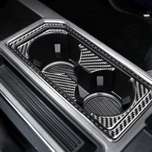 Genuine Carbon Fiber Car Front Water Cup Frame Panel Cover Trim Sticker For Ford F-150 2017-2020