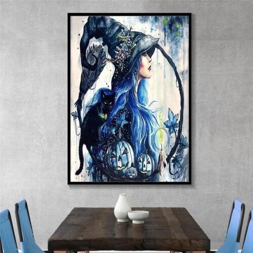 Halloween witch wall art print canvas painting on the wall of living room/bedroom home decoration