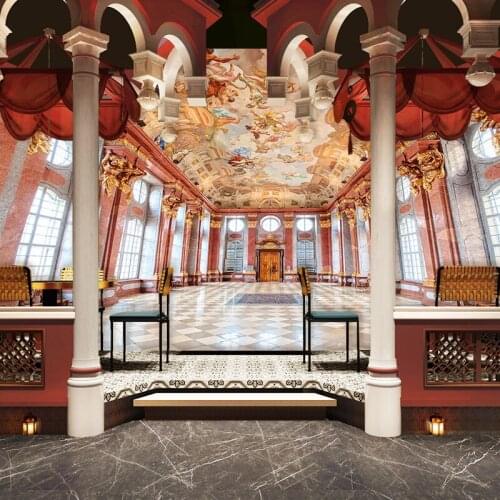 3D European palace church mural visual extension space living room bedroom background wall hotel apartment decorative wallpaper