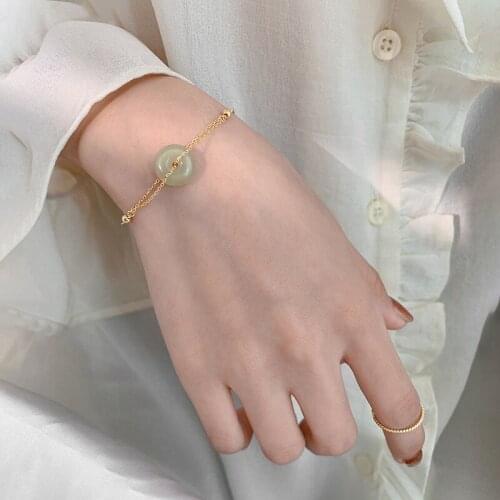 2020 New Fashion Round Stone Chain Bracelet For Women Gift Gold Color Hand Jewelry