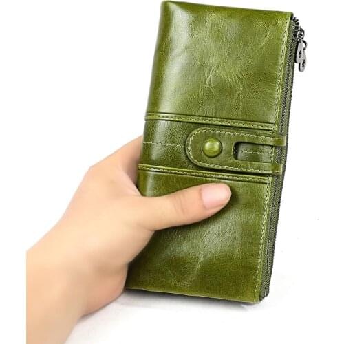 2020 New Ladies RFID Wallet Leather First Layer Cowhide Women Wallet Multifunctional Long Coin Purse