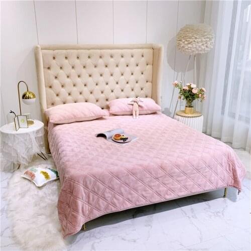 2019 new products Thickened Milk wool Bedspread Fitted Sheet Pillowcases 2/3 Pure color Quilted Bedding