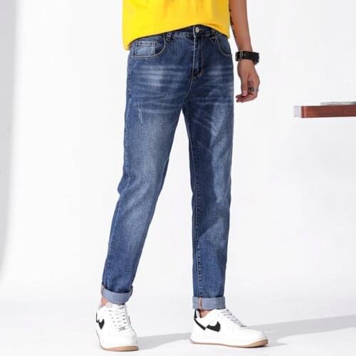 2021 New High Quality Casual Slim Stretch Men Black Denim Jeans, Men Skinny Straight Pencil Pants