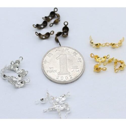4x8mm gold/silver/bnz Calottes Necklace End Tip Crimp beads Knot Covers Connector Clasp Ball Chain Craft Beading jewelry Finding