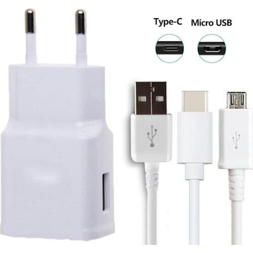 Fast Wall Adapter EU Charger Type C Cable For A51 A71 A50 A70 OPPO A5 A7 A9 2020 A52 A72 A92 Micro USB C Mobile Phone Cable
