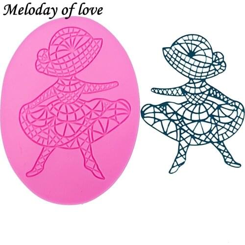 Girl Openwork lace shape Silicone fondant molds cake Border decorating tools chocolate mould Sugar Craft Molds DIY Dessert T0034