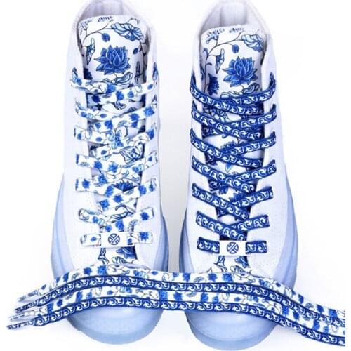 Blue And White Porcelain Shoelaces Casual Flat Sport Boot Lace Shoe Tie Sneakers Shoes Rope Fashion Unisex Shoe Accessories