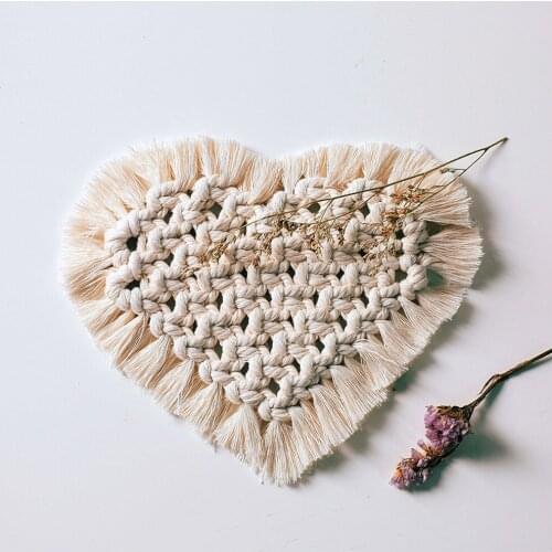 Nordic Macrame Cup Pad Bohemia Coaster Dining Table Mat Handmade Cotton Braid Non-slip Insulation Mat Home Table Decoration