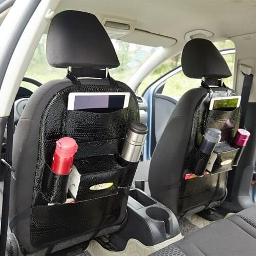 2pcs car seat back organizer pocket storage bag car leather snake skin texture multi-purpose hanging bag for BMW Audi Volkswagen