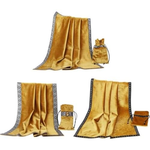 2021 Top Gold Tarots Tablecloth with Cards Bag Wicca Divination Velvet Altar Tarots Cloth