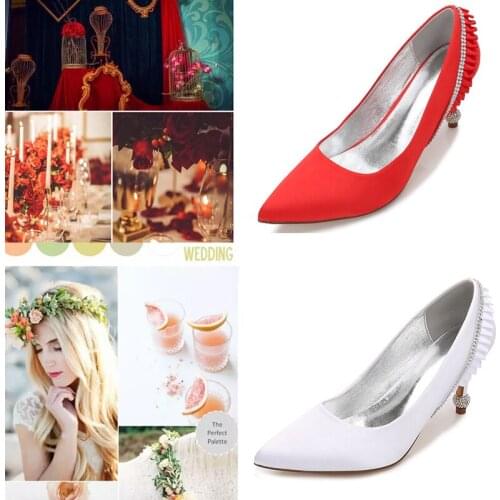 New Luxury Ladies Pums Fashion Wedding Shoes For Bride Pointed Toe Evening Shoes Slip-on Women Hight Heel Casual Working Shoes